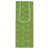 Polka harten groen wijn cadeautas (Voorkant)