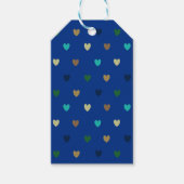 Polka harten in pauw blauwe tinten cadeaulabel (Voorkant)