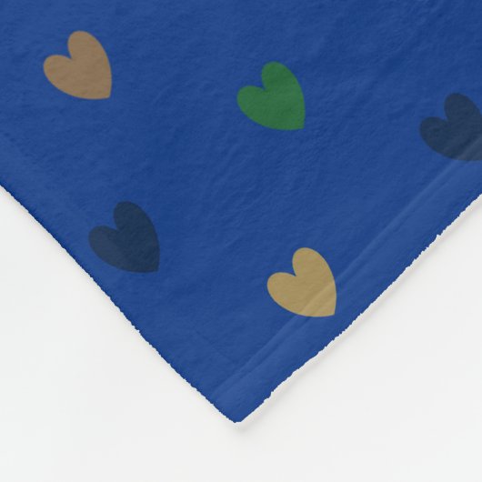 Polka harten in pauw blauwe tinten fleece deken (Hoek)