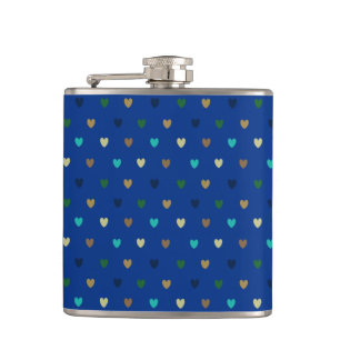Polka harten in pauw blauwe tinten heupfles