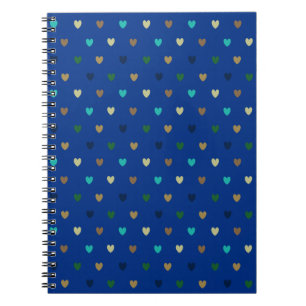 Polka harten in pauw blauwe tinten notitieboek