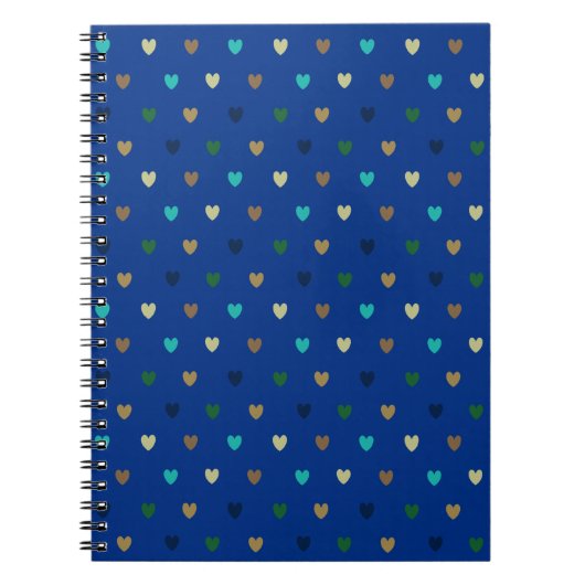 Polka harten in pauw blauwe tinten notitieboek (Voorkant)