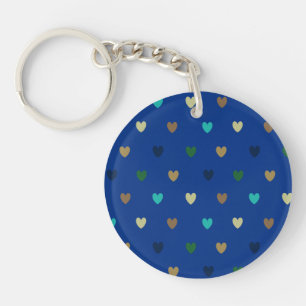 Polka harten in pauw blauwe tinten sleutelhanger