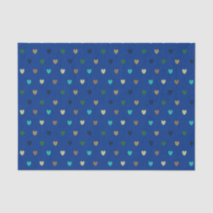 Polka harten in pauw blauwe tinten tissuepapier