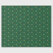 Polka harten op bosgroen cadeaupapier (Vlak)