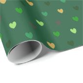 Polka harten op bosgroen cadeaupapier (Rol Hoek)