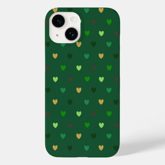 Polka harten op bosgroen Case-Mate iPhone case (Achterkant)