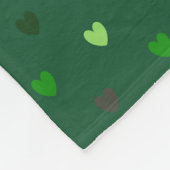 Polka harten op bosgroen fleece deken (Hoek)