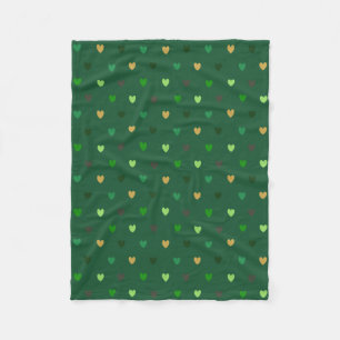 Polka harten op bosgroen fleece deken