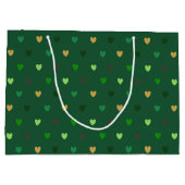 Polka harten op bosgroen groot cadeauzakje (Achterkant)