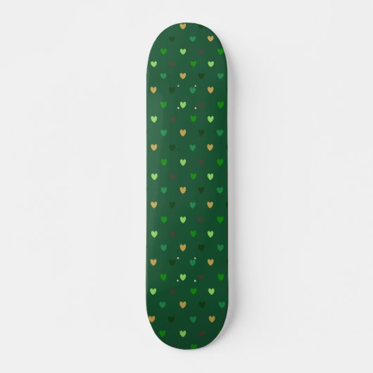 Polka harten op bosgroen persoonlijk skateboard (Voorkant)