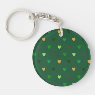 Polka harten op bosgroen sleutelhanger