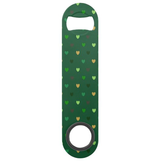 Polka harten op bosgroen speed flessenopener (Voorkant)