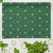 Polka harten op bosgroen theedoek (Gevouwen)