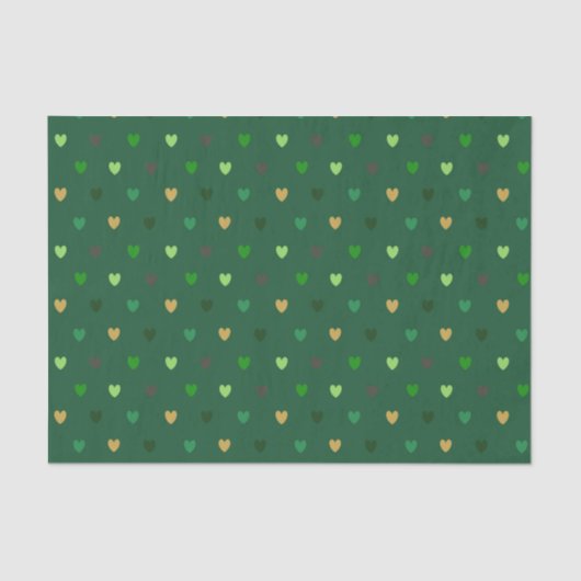 Polka harten op bosgroen tissuepapier (Voorkant)
