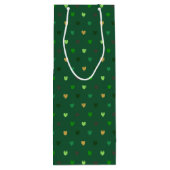 Polka harten op bosgroen wijn cadeautas (Achterkant)