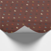 Polka harten op kilim bruin cadeaupapier (Hoek)