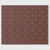 Polka harten op kilim bruin cadeaupapier (Vlak)