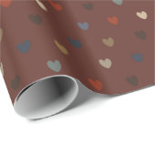 Polka harten op kilim bruin cadeaupapier (Rol Hoek)
