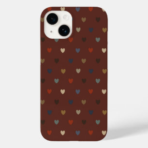 Polka harten op kilim bruin Case-Mate iPhone 14 hoesje