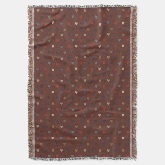 Polka harten op kilim bruin deken (Voorkant Verticaal)