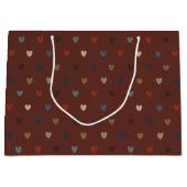 Polka harten op kilim bruin groot cadeauzakje (Voorkant)