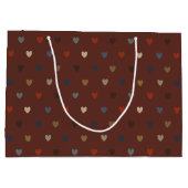 Polka harten op kilim bruin groot cadeauzakje (Achterkant)
