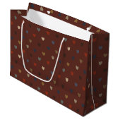 Polka harten op kilim bruin groot cadeauzakje (Voorkant Gekanteld)