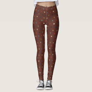 Polka harten op kilim bruin leggings