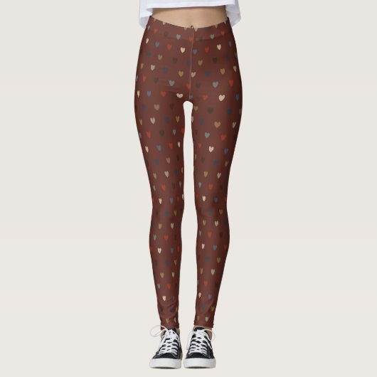 Polka harten op kilim bruin leggings (Voorkant)