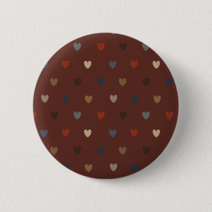 Polka harten op kilim bruin ronde button 5,7 cm
