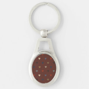 Polka harten op kilim bruin sleutelhanger