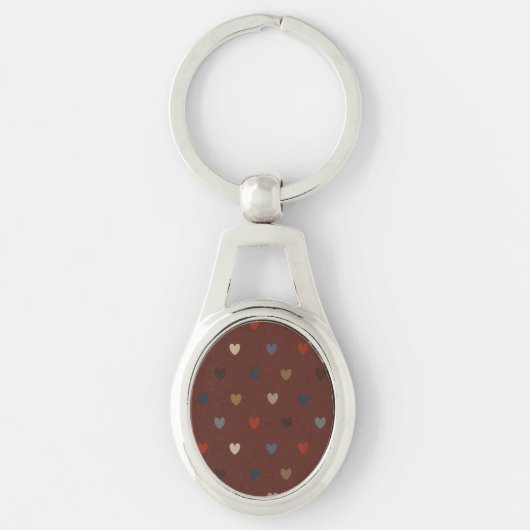 Polka harten op kilim bruin sleutelhanger (Voorkant)