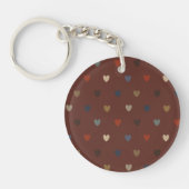 Polka harten op kilim bruin sleutelhanger (Voorkant)