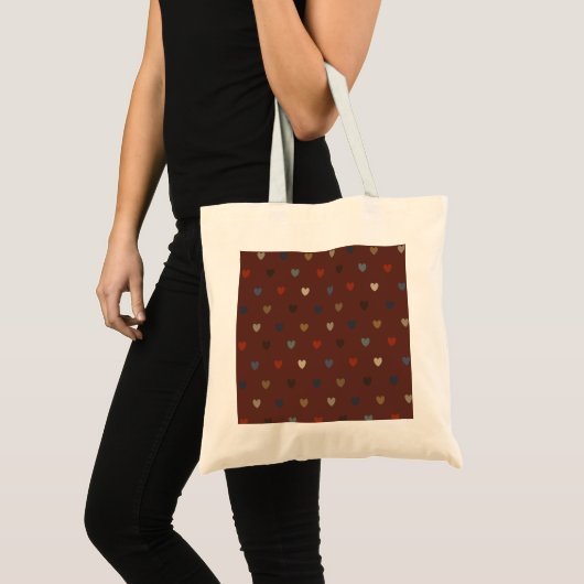 Polka harten op kilim bruin tote bag (Voorkant (product))