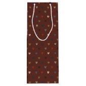 Polka harten op kilim bruin wijn cadeautas (Achterkant)