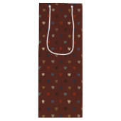 Polka harten op kilim bruin wijn cadeautas (Voorkant)