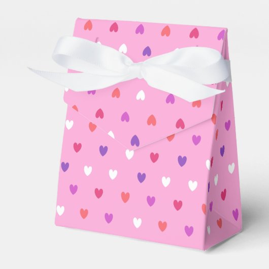 Polka harten roze bedankdoosjes (Voorkant Zijde)