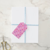 Polka harten roze cadeaulabel (Met Touw)