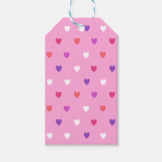 Polka harten roze cadeaulabel (Voorkant)