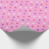 Polka harten roze cadeaupapier (Hoek)