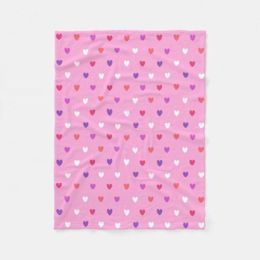 Polka harten roze fleece deken (Voorkant)