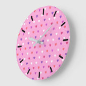 Polka harten roze grote klok (Hoek)