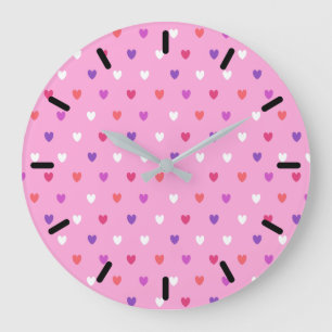 Polka harten roze grote klok