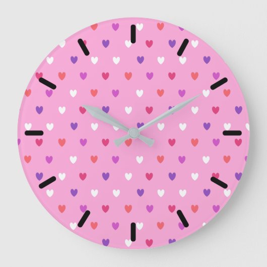 Polka harten roze grote klok (Voorkant)