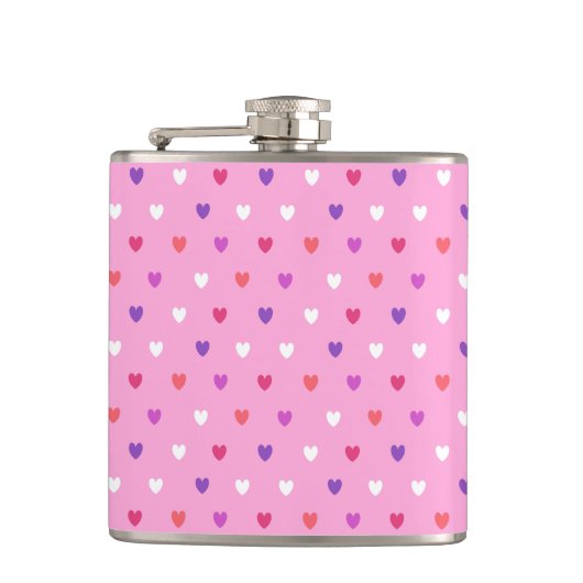 Polka harten roze heupfles (Voorkant)