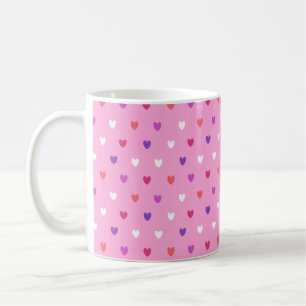 Polka harten roze koffiemok