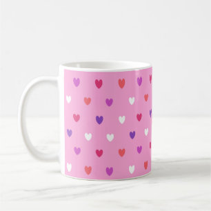 Polka harten roze koffiemok