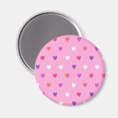 Polka harten roze magneet (Voorkant / Achterkant)