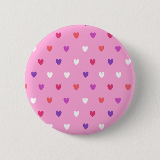 Polka harten roze ronde button 5,7 cm (Voorkant)